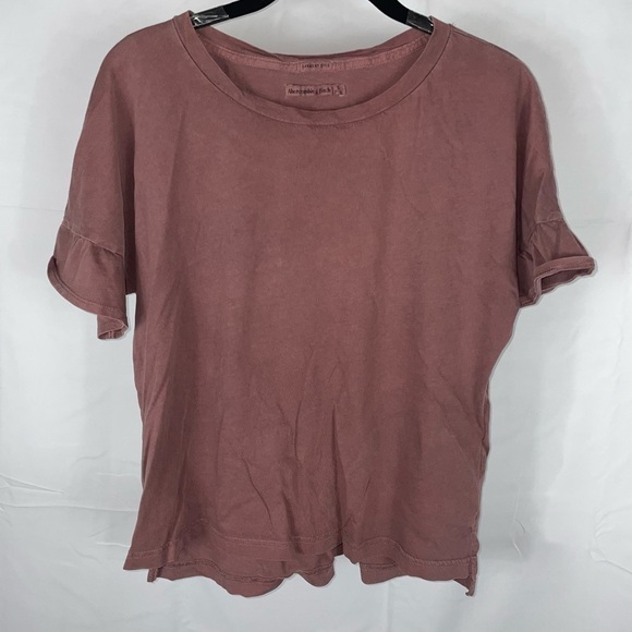 Abercrombie & Fitch Top Short Ruffle Sleeve Crewneck Pullover Boyfriend T-shirt - Picture 2 of 10